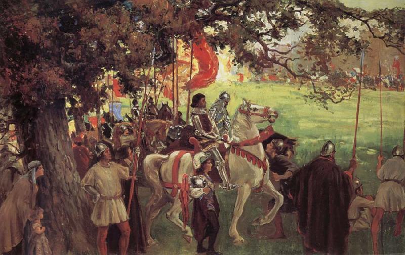 George Edmund Butler Knights Assembling, out of The White company of Arthur Conan Doyle oil painting picture
